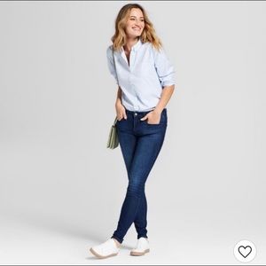 NWT Mid-Rise Dark Wash Long Skinny Jeans